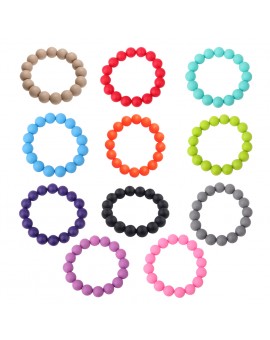  1pcs Baby Silicone Gel Teething Beads Bracelet Infant Stretchable Teether Ring Chew Toy Random Color