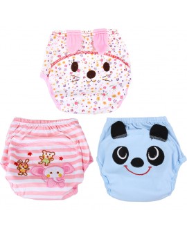  Baby Breathable Soft Cotton Diaper Pants Infants Reusable Cartoon Animal Nappy 