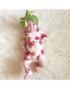  0-18M Newborn Romper Baby Girls Cotton Floral Jumpsuit Infant Flower Print Outfits Clothes