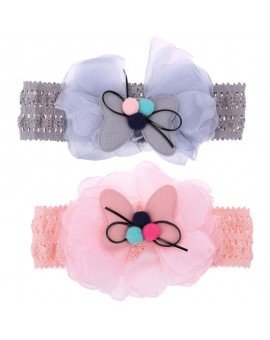  1pcs Cute Color Ball Hair Bow Girls Hairbands Kawaii Gauze Bowknot Headband Baby Girls Hair Accessories