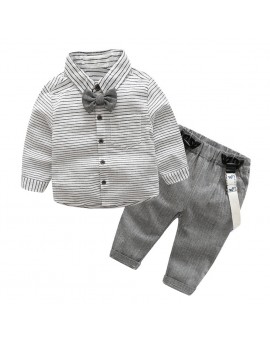  2pcs Toddler Kids Clothing Set Baby Boys Gentlemen Bowknot Shirt + Suspender Pants Outfit Boys Fashion Clothes