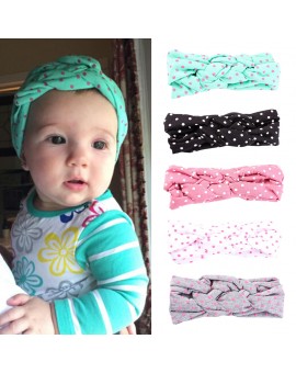  5PCS Baby Girl Cotton Twisted Headband Kid Turban Dot Knot Headwear Children's Hair Accessories