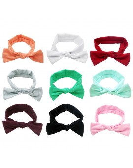  9pcs Cute Baby Girls Bowknot Headbands Child Bows Solid Color Headwear Hair Accessories 