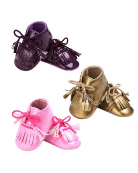  Baby Boy Girl Moccasins Shoes Newborn PU First Walker Infant Soft Sole Tassel Prewalkers 