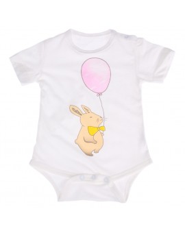  Baby Boys Girls Cartoon Bodysuit Infant Toddler Kids Balloon Rabbit Print Comfortable Short Sleeve Jumpsuit