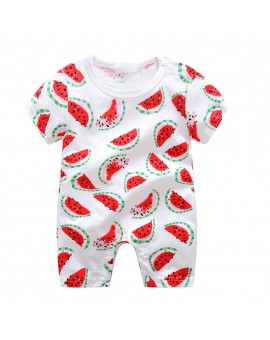  Baby Boys Girls Cartoon Romper Infant Toddler Kids Watermelon Print Jumpsuit Children Summer Clothes Outfits 