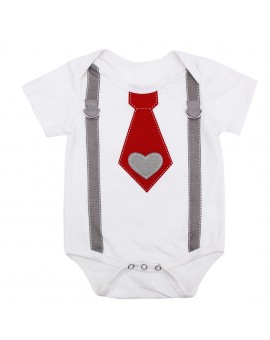  Baby Boys Tie Print Short Sleeve Jumpsuit Infant Toddler Summer Sunsuit Newborn Clothing