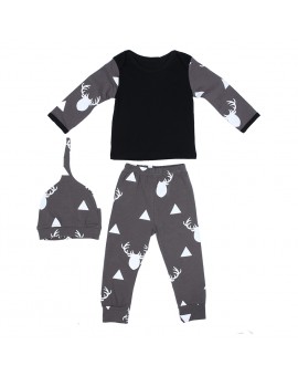  Baby Clothes New Design Full Sleeve O-Neck Reindeer Printed Clothing Set Newborn Baby Boy Girl Christmas Clothes