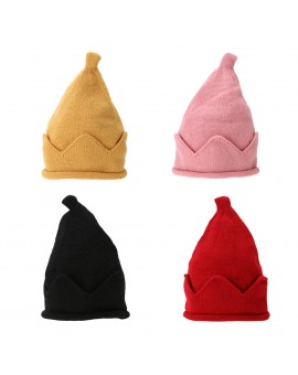  Baby Crown Shape Hat Infant Autumn Winter Skullies Newborn Top Beanies Boys Girls Cute Warm Cap Elf Hat