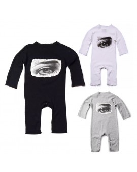  Baby Eye Print Romper Infant Clothes Toddler Kids Cotton Cartoon Long Sleeve Jumpsuit 