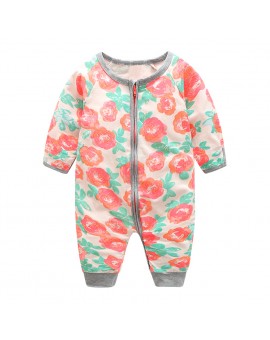  Baby Flower Print Rompers Infants Toddler Kids Floral Long Sleeve Jumpsuit