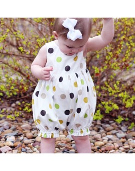  Baby Girls Romper Summer Sleeveless Polka Dot Printed Jumpsuit Girls Casual Clothes Outfits 