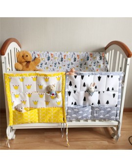 55*60cm Muslin Tree Brand Baby Cot Bed Hanging Storage Bag Crib Organizer Diaper Pocket for Crib Bedding Set