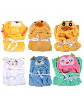 Cute Animals Cartoon Flannel Baby Kid's Hooded Bath Towel Coral Velvet Toddler Soft Blanket Bedding Baby Robe