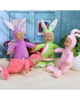 25cm Rabbit Stuffed Baby Doll Kids Plush Toy Children Simulated Babies Lifelike Sleeping Reborn Dolls for Girls Birthday Gift