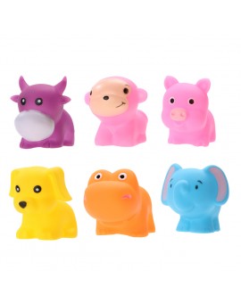  6pcs/set Mini Rubber Animal Models Squeeze Sound Baby Kids Bathing Toy Gift 
