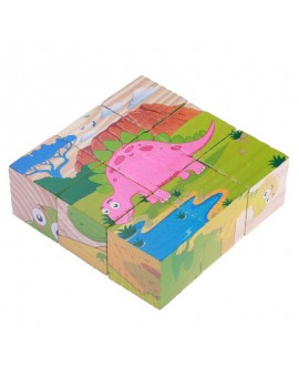  9pcs/set Wooden Cartoon Animal 3D Puzzle 6 Sides Horse Dinosaur Wisdom Jigsaw Puzzle Children Early Education Toys 