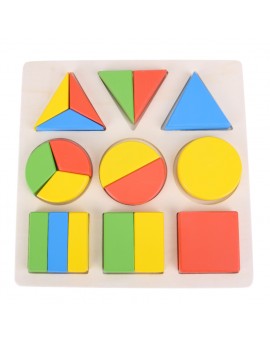  Kids 3D Wooden Geometry Puzzle Children Montessori Early Educational Puzzles 22 X 22 X 2cm