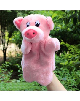  Lovely Pink Pig Hand Puppet Baby Kids Child Educational Soft Doll Plush Toy 