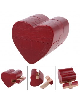  Red Heart Kong Ming Luban Lock Kids Adult Wooden Puzzle Brain Tease Intelligence Toy 
