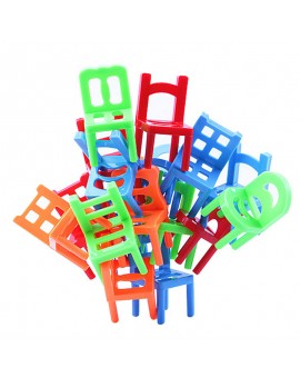 18PCS Plastic Balance Toy Stacking Chairs Desk Play Game Toys Parent Child Interactive Party Game Toys Doll Accessories