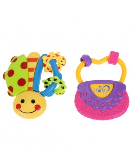 1Set Baby Cartoon Handbells Infant Handbag/Animal/Car Design Developmental Rattle Toy Bells
