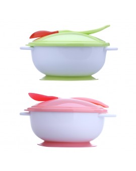 Baby Infants feeding Bowl With Sucker and Temperature Sensing Spoon Suction Cup Bowl Slip-resistant Tableware Set