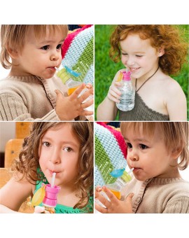 Creative Kids Portable Bottled Drinks Spill-proof Straw Cover Anti-Choke Suction Mouth for Children