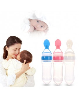 New Arrival Infant Silicone Baby Feeding With Spoon Food Rice Cereal Bottle
