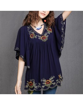  Floral Embroidered Maternity Blouse Vintage Summer Plus Size Clothing Blouses Shirt For Pregnant Women Casual Gravida Shirts