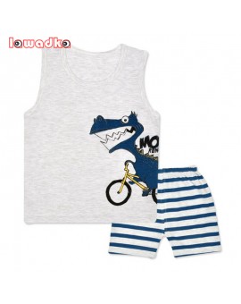 Cartoon Summer Baby Boy Clothing Set Tank Vest Top + Shorts Kid Boy Summer Sleeveless Set Children Boy Clothes Set