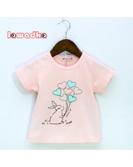 Lawadka  Rabbit Balloon Pattern Sport Baby Girls Boys t-shirt Short Sleeve t-shirts for Girls Cotton Children Clothes 