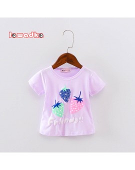 New Sport Baby Girls Boys t-shirt Short Sleeve Strawberry Pattern t-shirts for Girls Cotton Children Clothes 