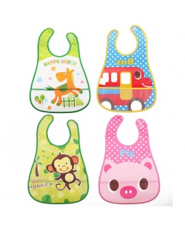  Cartoon Animal Print Baby Bibs Baby Boys Girls EVA Waterproof Saliva Towel Infant Feeding Burp Clothes