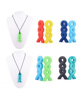  Food Grade Silicone Beads Necklace Teething Toy Baby Teether Children Soft Necklace Chewing Toys Random Color