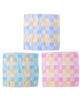 Baby Soft Square Small Hand Towel Plaid Checkered Cotton Double Gauze Bibs Handkerchief for Kid Children Feeding Face Washing