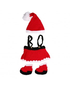  3pcs/set Baby Christmas Clothes Newborn Crochet Knitted Costume Hat Pants Shoes Outfit Infant Photography Props