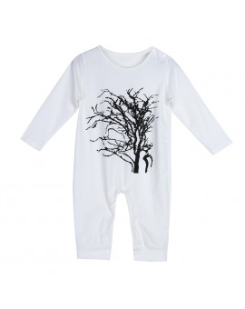  Baby Cartoon Jumpsuit Infant Toddlers Cotton Tree Print Long Sleeve Rompers 