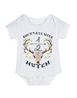  Baby Deer Print Bodysuit Infant Summer Fashion Clothes Toddler Kids Short Sleeve Jumpsuit Outfit 