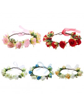  Baby Flower Headband Girls Rose Hairband Seaside Headwear Crown Wedding Garland Hair Accessories