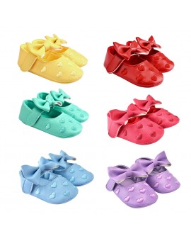  Baby Heart-Shaped First Walker Toddler Kids Bowknot Prewalker Girls Anti-slip Soft Sole Shoes 