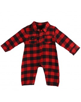  Baby Infant Toddlers Long Sleeve Plaid Rompers Jumpsuit Outfit 