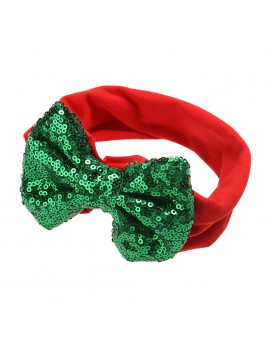  Baby Kids Girls Glitter Sequins Headband Stretchable Fabric Bowknot Hair Band 