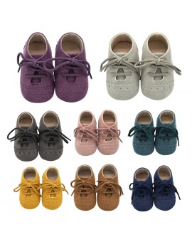  Baby Nubuck Leather First Walker Toddler Kids Lacing Prewalker Infant Casual Anti-slip Soft Sole Shoes 