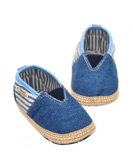  Baby Shoes Infant Boys Girls Stripes Blue Denim Canvas Sneakers Toddler Kids Indoor First Walkers