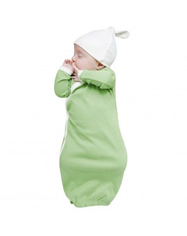  Baby Solid Color Long Sleeve Blanket Sleeper Toddler Kids One-piece Sleeping Bat + Hat Gowns Infant Cotton Pajama Outfits