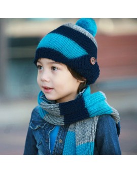  Children Scarf Hat Set Autumn Winter Warm Crochet Knitted Hats Caps Toddler Kids Boys Girls Beanie Cap