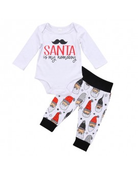  Cute Newborn X-mas Clothes Set Baby Boys Girls Cotton Tops Jumpsuit + Pants Outfits Infant 2pcs Christmas Clothing Set 
