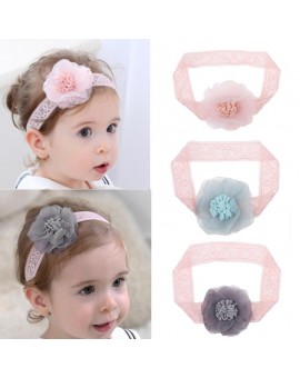  Elastic Baby Girls Flowers Headbands Infant Children Gauze Floral Headwear Baby Hair Accessories 