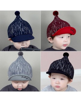  Fashion Baby Baseball Hats with Knitting Wool Ball Newborn Steeple Caps Infant Children Kids Lovely Sun Hat Cap Beanies